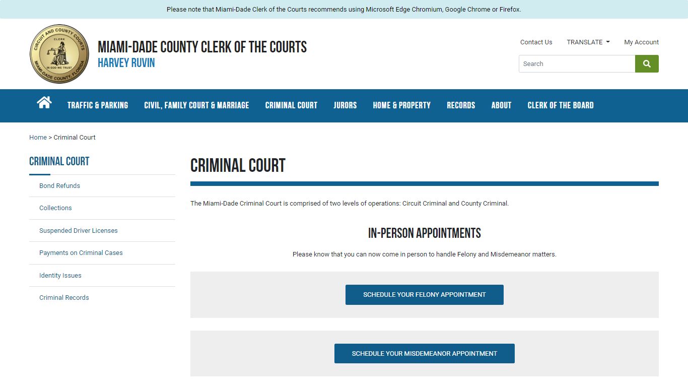 Criminal Court - Miami-Dade Clerk